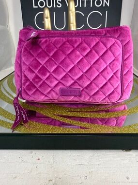 Vera Bradley Quilted Velvet Cosmetic Pouch in Fuchsia Pink
